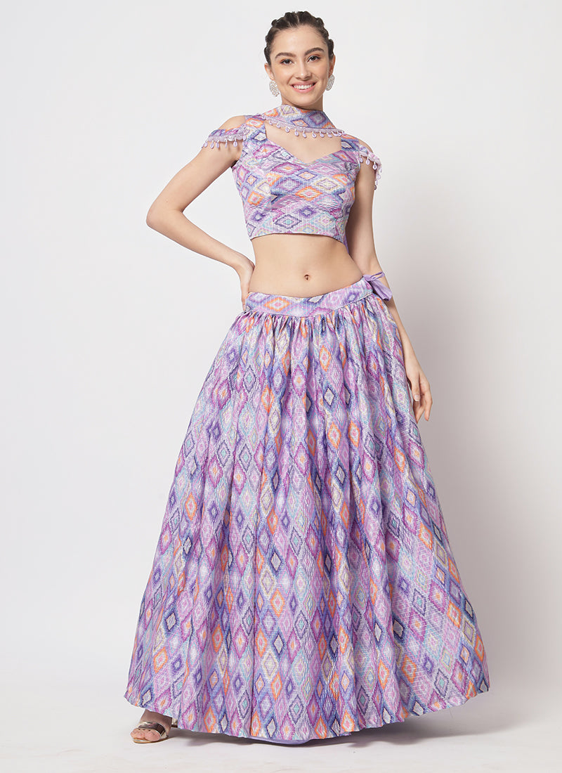 Buy Indian Lehenga - Purple Sequence Embroidery Lehenga Choli In USA California