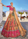 Pink Golden Embroidery Wedding Lehenga Choli