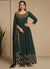 Green Golden Embroidery Festive Anarkali Gown