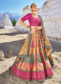 Pink And Yellow Embroidery Wedding Lehenga Choli