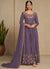 Purple Golden Embroidery Festive Anarkali Gown