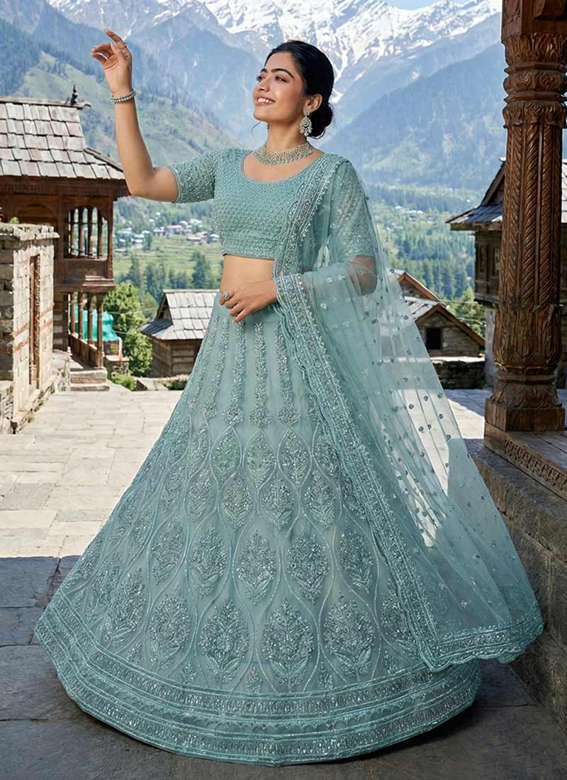 Sea Green Embroidery Wedding Lehenga Choli