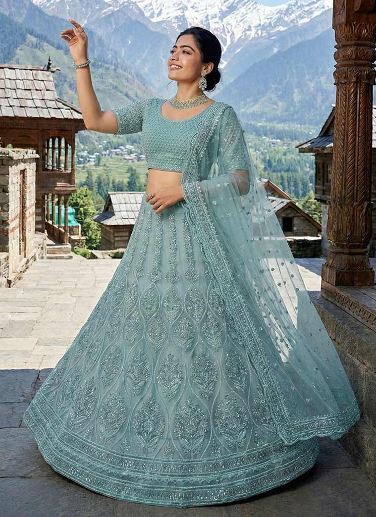Sea Green Embroidery Wedding Lehenga Choli