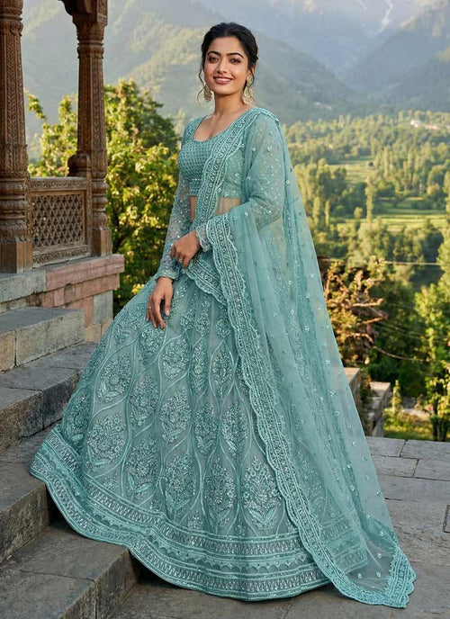 Sea Green Embroidery Wedding Lehenga Choli