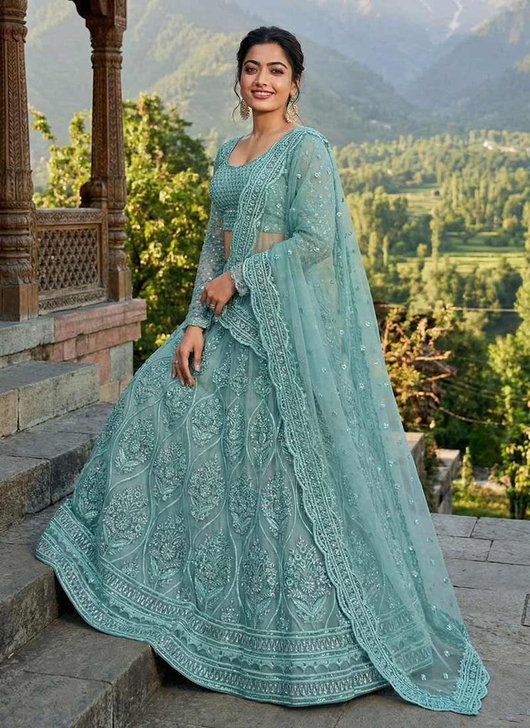 Sea Green Embroidery Wedding Lehenga Choli