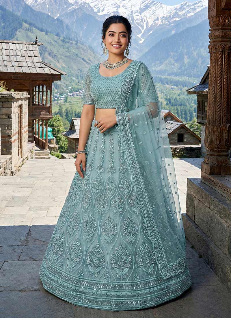 Sea Green Embroidery Wedding Lehenga Choli