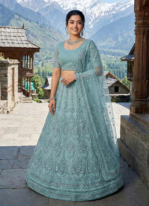 Sea Green Embroidery Wedding Lehenga Choli