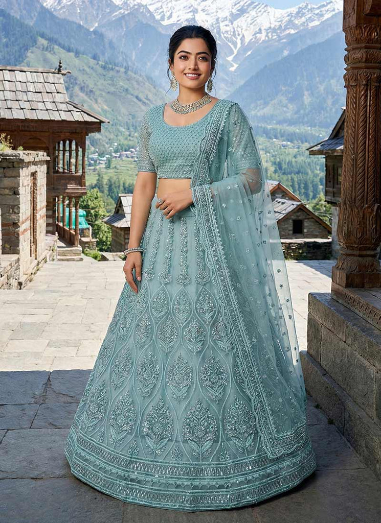 Sea Green Embroidery Wedding Lehenga Choli