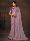 Lavender Sequence Embroidery Wedding Saree