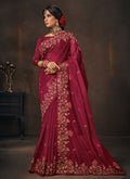 Magenta Sequence Embroidery Wedding Saree