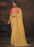 Yellow Sequence Embroidery Wedding Saree