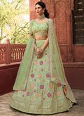 Light Green Multi Embroidered Organza Lehenga Choli