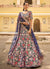 Dark Blue Net Multi Embroidered Wedding Lehenga Choli