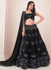 Black Sequence Embroidery Wedding Lehenga Choli