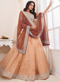 Orange Sequence Embroidery Wedding Lehenga Choli