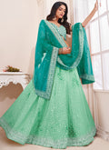 Sea Green Sequence Embroidery Wedding Lehenga Choli