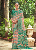 Green Multicolored Ikat Printed Patola Silk Saree