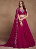 Magenta Thread And Sequence Embroidery Wedding Lehenga Choli