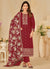 Red Embroidery Traditional Pant Style Suit