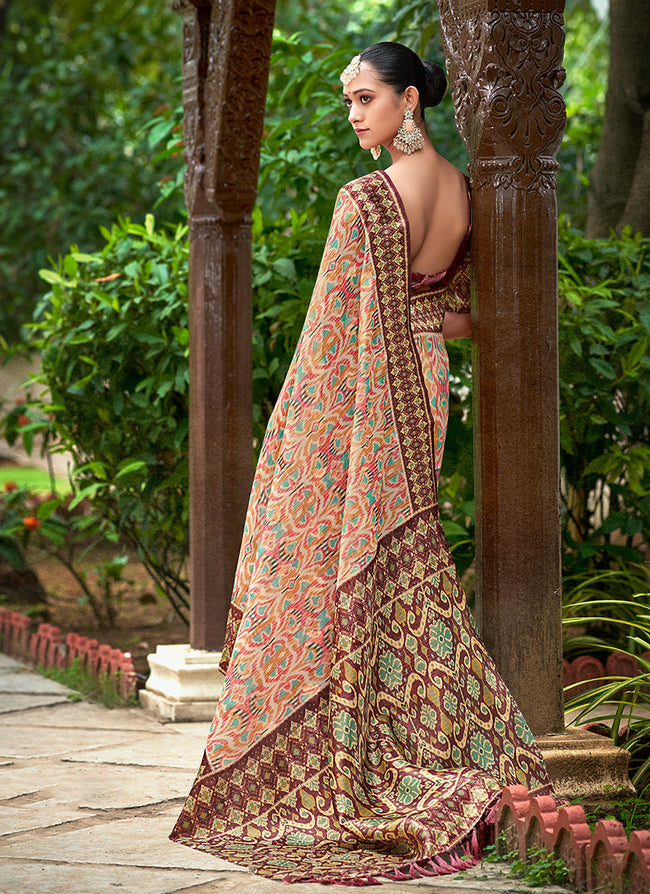 Shop Printed Sari In USA, UK, Canada, Germany, Australia, New Zealand, Singapore With Free Shipping Worldwide.