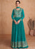 Teal Blue Sequence Embroidery High Slit Palazzo Suit