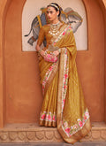 Yellow Multi Digital Printed Fancy Floral Silk Saree