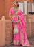 Fuchsia Pink Multi Digital Printed Fancy Floral Silk Saree