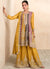 Yellow Sequence Embroidery Anarkali Gharara Suit