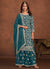 Turquoise Traditional Georgette Palazzo Suit