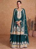Green Multi Embroidery Wedding Gharara Style Suit