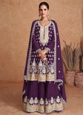 Purple Multi Embroidery Wedding Gharara Style Suit