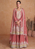 Peach Multi Embroidery Wedding Gharara Style Suit
