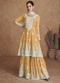 Yellow Thread Work Embroidery Wedding Gharara Style Suit