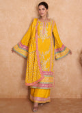 Yellow Multi Embroidered Wedding Palazzo Suit