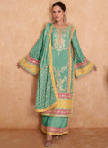 Sea Green Multi Embroidered Wedding Palazzo Suit