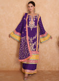 Purple Multi Embroidered Wedding Palazzo Suit