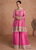Pink Traditional Embroidery Wedding Gharara Suit