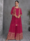 Hot Pink Multi Embroidered Jacket Style Gharara Suit