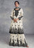 Off White Thread Embroidery Wedding Anarkali Gharara Suit