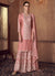 Soft Pink Thread Embroidery Palazzo Suit