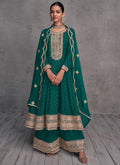 Green Embroidery Designer Anarkali Palazzo Suit