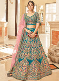 Turquoise Embroidery Wedding Lehenga Choli