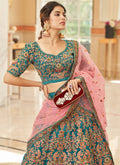 Turquoise Embroidery Wedding Lehenga Choli In USA California