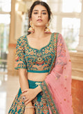 Turquoise Embroidery Wedding Lehenga Choli In USA San Francisco