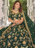 Dark Green Embroidery Wedding Lehenga Choli In UK