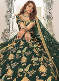 Dark Green Embroidery Wedding Lehenga Choli In Canada