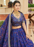 Dark Blue Embroidery Wedding Lehenga Choli In UK