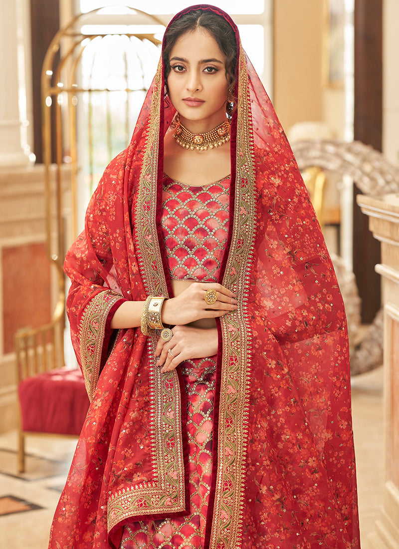 Bridal Red Embroidery Wedding Lehenga Choli In USA Australia