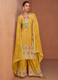 Yellow Reshamkari Embroidery Festive Palazzo Suit