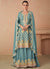 Sky Blue Multi Embroidery Wedding Sharara Suit